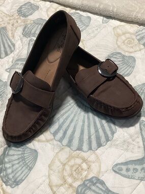 Soft Style Dark Brown Buckle Slip-On Loafers